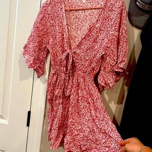 Tags on, zaful, floral romper with tie front and elastic waist